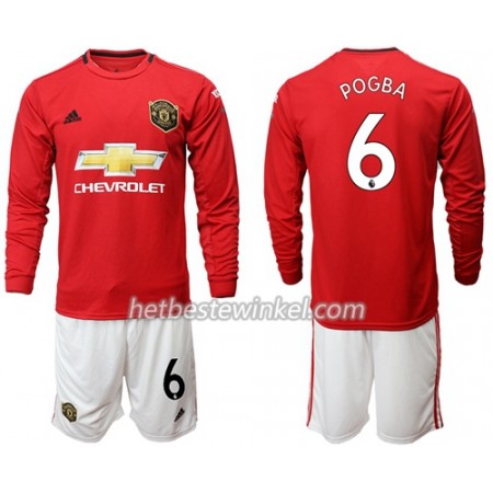 Manchester United Pogba 6 Voetbaltenues Kind Thuis 2019/20 - LS (+ Korte broeken)